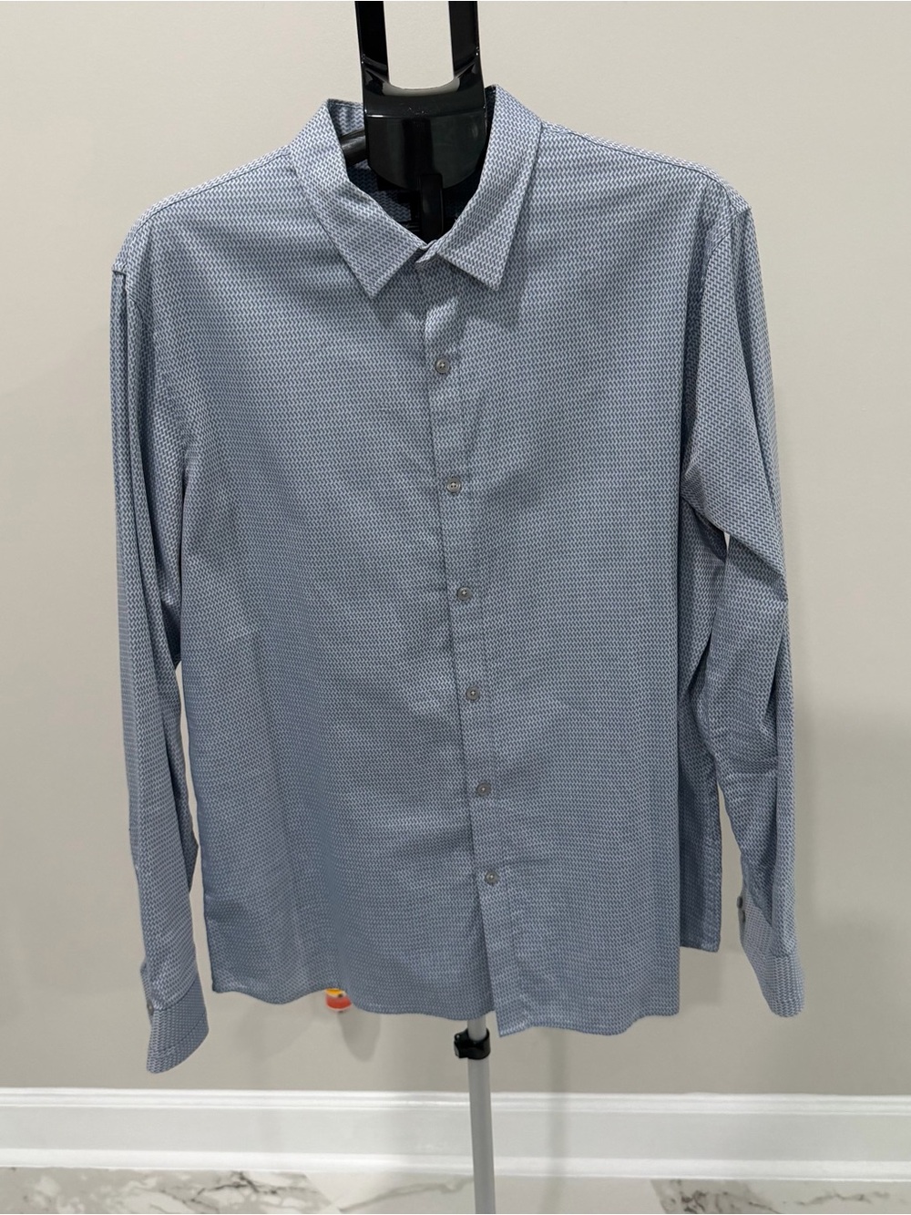 Marc Anthony Men's Light Blue Micro-Pattern Slim Fit Button-Down Shirt